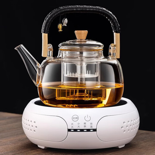 Qiaobolai rice wine boiler winter wine warmer scalding wine kettle warming wine kettle hot white artifact electric heating glass shochu kettle white black stove + braided bamboo integrated pot 1000ML