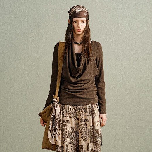 Wancaoyi (wancaoyi) shopping mall same style 2026 spring new shirt X34333611 brown S