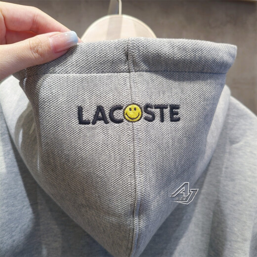 鳄鱼Lacoste法国鳄鱼国内代购SMILEY联名笑脸灰色连帽卫衣SH9276-98 灰色 4JV 5码(180/96A)
