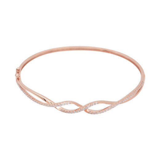 Libiao Russian 585 purple gold bracelet for women rose gold inlaid with zircon wavy bracelet hard gold 14 gold 56 mouth bracelet