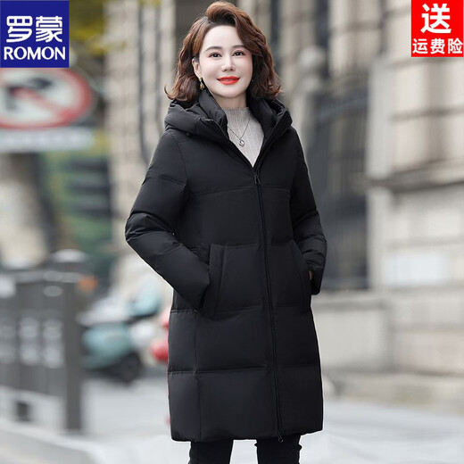 ROMON 2026 New Down Jacket Women's Mid-Length Middle-aged Fashionable Winter Thick Loose Warm Temperament Jacket Hot Style Red 3XL Recommended 120-136 Jin Jin equals 0.5 kg