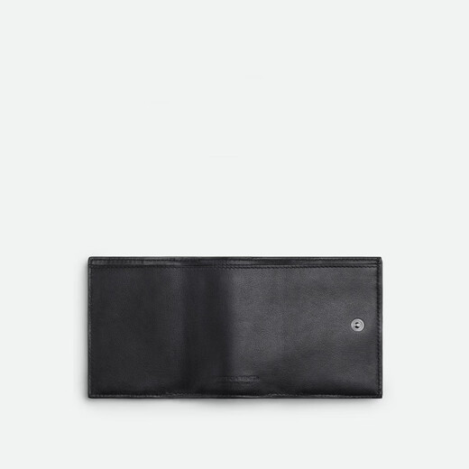 Bottega Veneta BV gift men's Intrecciato woven small tri-fold wallet for boyfriend, black, one size fits all