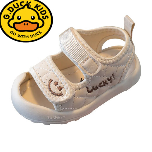 G.duck little yellow duck baby sandals soft bottom baby summer toddler shoes 1-3 years old boys and girls with Baotou toddlers beige 20 yards / inner length 14.5CM