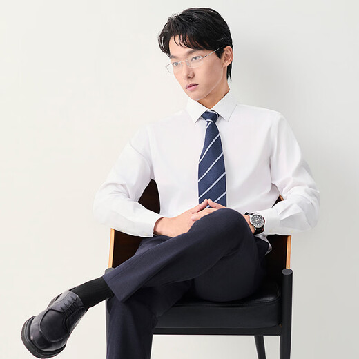 Мужская рубашка с длинными рукавами Angel Bird в том же стиле, что и Wu Lei, не требующая глажения, против морщин, легкая в уходе, мужская деловая формальная рубашка, топ белого цвета 40 (175/92A)