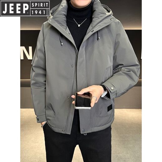 JEEP Мужской пуховик с капюшоном Jeep, зима 2026, новая морозостойкая одежда, утолщенная теплая ветрозащитная куртка, мужская короткая свободная черная XL 135-155Jin Jin равна 0,5 кг