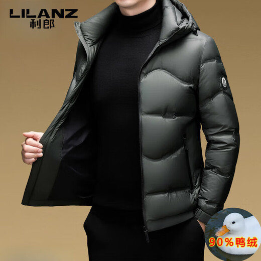 LILANZ высококачественный однотонный мужской пуховик, короткий черный с капюшоном, 90% утиный пух, холодостойкая и теплая куртка, черный L 175 вес 120-135 Jin Jin равен 0,5 кг