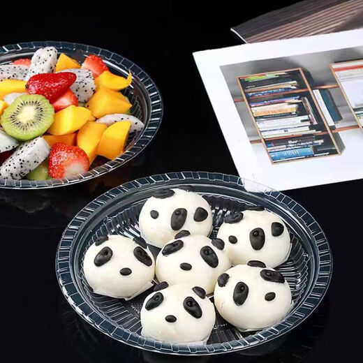 Thickened disposable dinner plate, thickened plastic dinner plate, food-grade household dish, fruit plate, barbecue dish, 8-inch round dish, 10 pieces