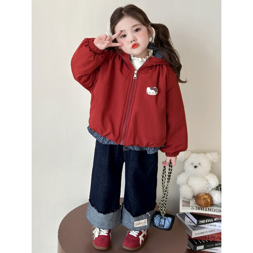 Disney Down Jacket Girls' Velvet Jacket Winter New Style Baby Warm Cotton Clothes Street Winter Clothes Children's Thickened Cotton Cotton Cotton Style Navy Blue Jacket Velvet Thickened 90 cm