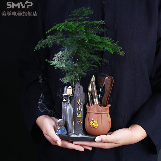 SMVP luxury high-end kung fu tea set accessories tea ceremony six gentlemen set tea spoon pot pen tea knife tea needle tea anti-scalding high mountain flowing water brass six gentlemen + tea towel + color changing Pixiu