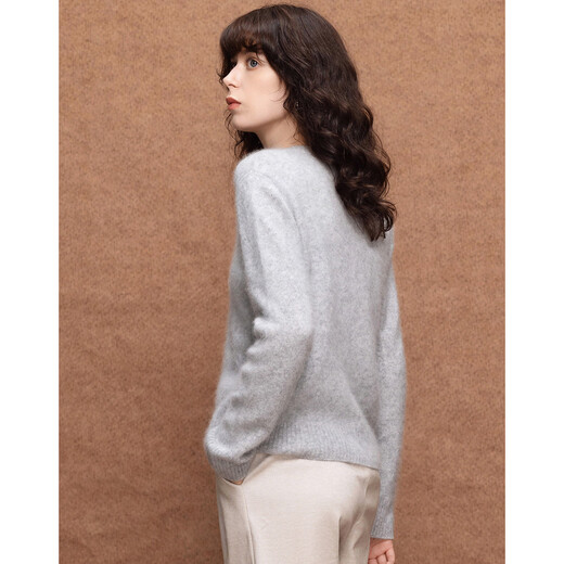 Demana gentle sheep wool round neck cardigan women's spring and autumn new style temperament pearl button velvet sweater top