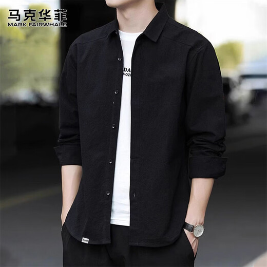 MARK FAIRWHALE long-sleeved shirt men's pure cotton winter loose business casual shirt men's versatile jacket men's khaki XL
