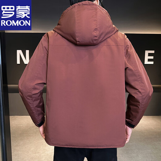 Luomen Ermian Men's Autumn and Winter 2026 New Hooded Jacket Men's Jacket Jacket Padded Thickened Top Brown Color M