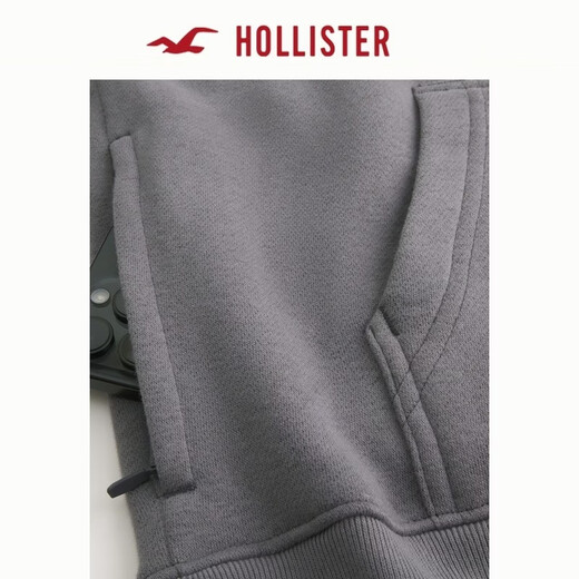 HOLLISTER Classic LOGO Warm Fleece Pullover Hooded Sweatshirt 26 Spring New Men's Clothing 322-6156 Gray XS (170/84A)