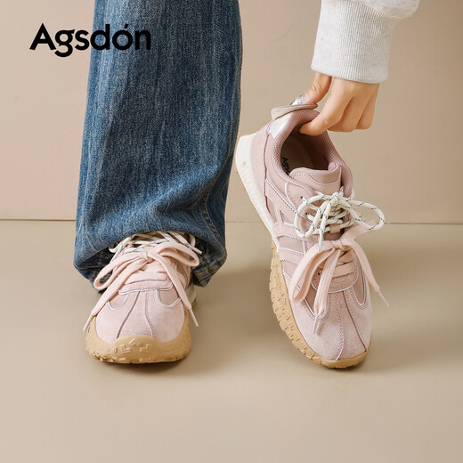 Agsdon moral training shoes for women winter new two-color soft sole comfortable sports casual shoes B161180 pink 39