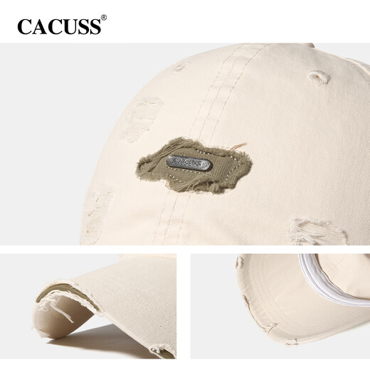 CACUSS帽子女士新款软顶棒球帽男春季户外钓鱼遮阳帽百搭潮流鸭舌帽    米色 均码 57-59CM