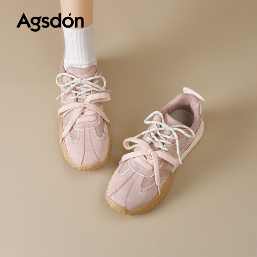 Agsdon moral training shoes for women winter new two-color soft sole comfortable sports casual shoes B161180 pink 39