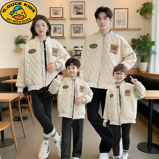 G.duck American parent-child cotton coat winter new style mother-child mother-daughter family of three autumn and winter thickened quilted coat dark red coat 120 children height about 113cm