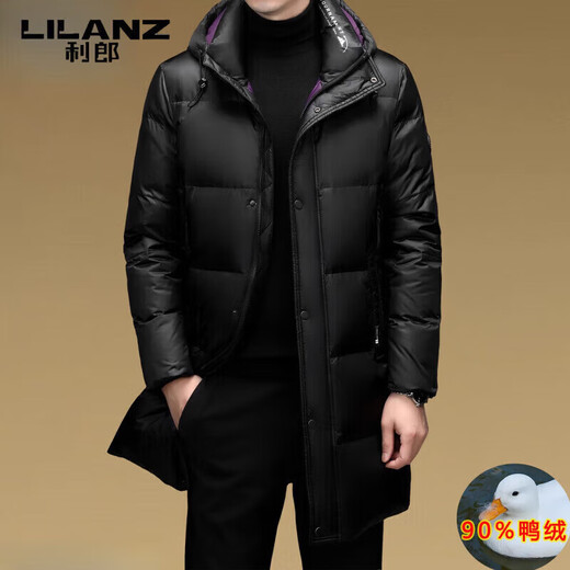 LILANZ куртка на высоком пуху мужская утолщенная куртка средней длины с капюшоном модная новая 90% утиный пух черный 3XL 190 вес 170-185 Jin Jin равен 0,5 кг