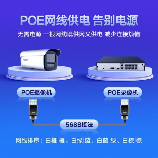 HIKVISION monitor camera 6-way set 5 million high-definition starlight night vision outdoor recording network cable power supply mobile phone remote 4T hard disk 3T56 solution