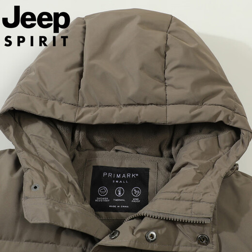 JEEP International Brand Cotton Jacket Men's Winter Thickened Warm Business Cotton Jacket Hooded Mid-Length Cotton Jacket N0578 Mid-Length Cotton Jacket Black XS