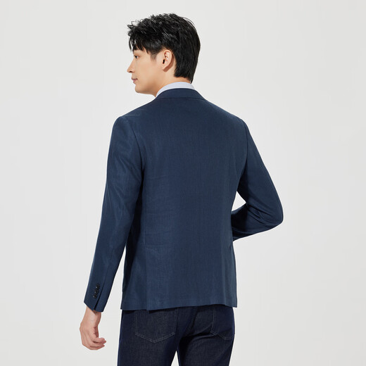 Lilang cotton and linen suit jacket men's thin slim fit spring men's suit top casual single suit dark blue (25CDX191SA) M (165/80A)