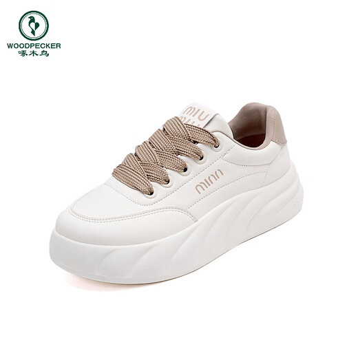 Woodpecker shoes for women 2025 spring and autumn new soft-soled non-slip white shoes thick-soled lightweight sports sneakers for women khaki color main picture 35