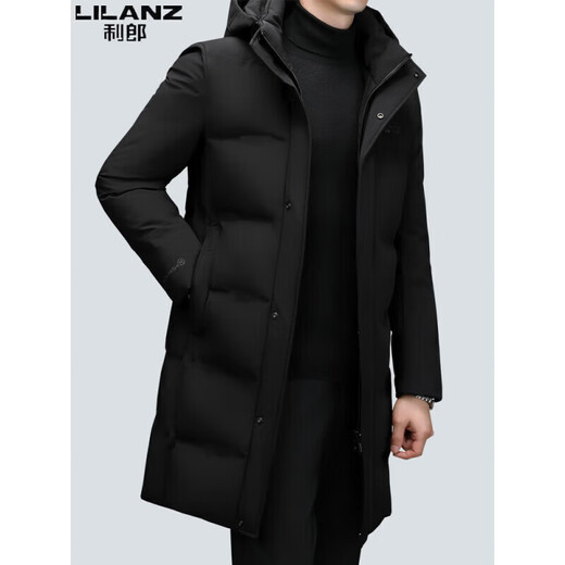 LILANZ down jacket men's mid-length 2025 winter new white duck down warm thickened business casual cold-proof jacket gray L 175 130-145Jin Jin equals 0.5 kg