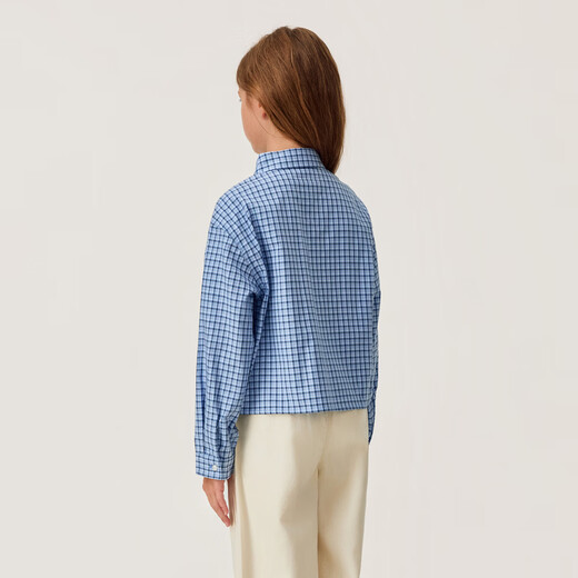 POLOWALK children's clothing girls long-sleeved shirt 2026 new long-sleeved shirt solid color sweet shirt big children B61W615E0011 blue 120