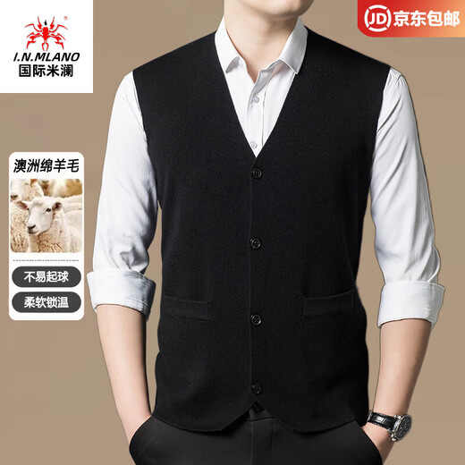 Международный мужской свитер из 100% шерсти производства города Милан Ордос, вязаный жилет-кардиган с V-образным вырезом, теплый однотонный жилет, овечья шерсть. Кашемировый свитер верблюжьего цвета, элитный премиум-класс, не скатывается, осень-зима 2025, новый стиль, размер XL 175 (рекомендуемый вес 140-160ЦзиньЦзин равен 0,5 кг)