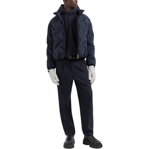 Armani solid color stand collar zipper short long-sleeved down jacket men's navy blue navy blue 3XL 56/XXXL original gift bag