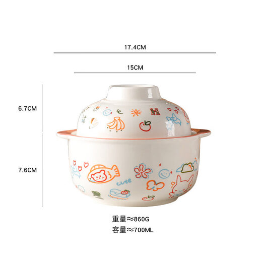 Shijanu New Product Hamburger Rabbit Instant Noodle Bowl Ins Style Student Dormitory Special Cute Girly Internet Celebrity Anti-scalding Hamburger Rabbit Instant Noodle Bowl