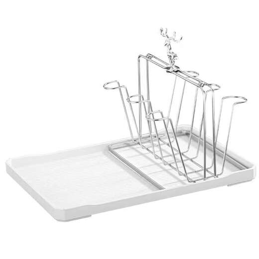 Pupan Cup Storage Rack Stainless Steel Cup Rack Tray Upside Down Rack Living Room 8 Cup Rack Drain Rack 12 Cup Rack Storage Rack 12 Position Cup Rack High and Low (Silver) + Transparent Tray