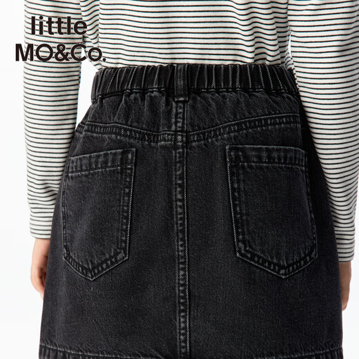 Little MO&Co. Show same style little moco children's clothing 26 new girls imitation hot diamond denim skirt short skirt parent-child denim black 165 165/67