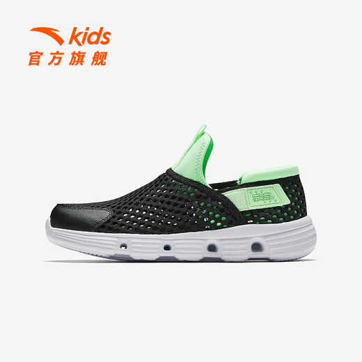 ANTA Children's Boys' Frame Shoes Beach Shoes 2026 Summer Large Mesh Breathable Comfortable Non-Slip Wear-Resistant Mesh Sandals Black/Beautiful Green-2 33