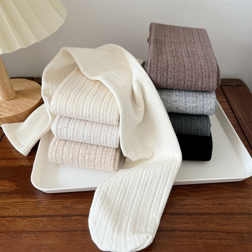 Shiganu Japanese style milky white plus velvet thigh socks for women in fall and winter, slimming high tube, milky white, one size fits all, knee-high twist (baby velvet)