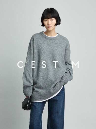 C EST M丨Customized cashmere wool ROW relaxed and lazy large-profile homeless sweater ROW classic gray XS in stock