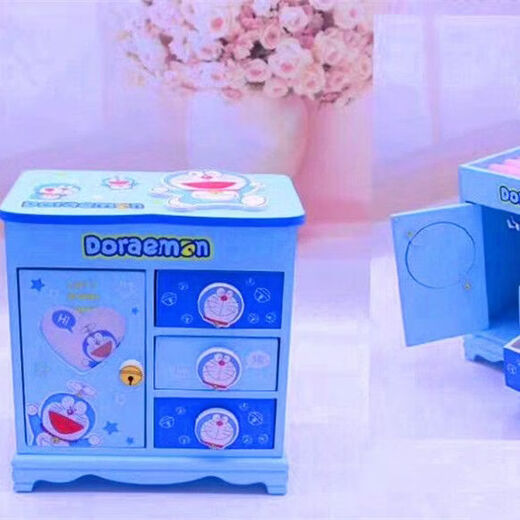 Fantasy Pink Castle Cartoon Wooden Jewelry Box Girl Jewelry Box Hairpin Storage Princess Tiara Drawer Cosmetic Box Kaicat Cat Three Drawers and One Door