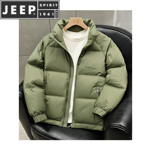 JEEP SPIRIT warm and light down jacket men's winter 2025 new handsome stand-up collar cold-proof clothing black gold hot winter jacket gray M