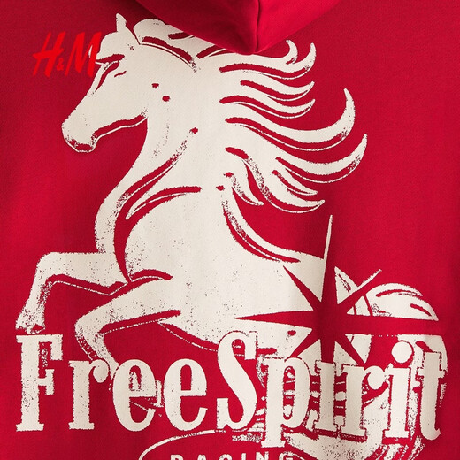 H&M men's and women's sweatshirts 2026 spring new couple casual sweatshirt cardigan zipper hoodie 1322498 red XL 180/116