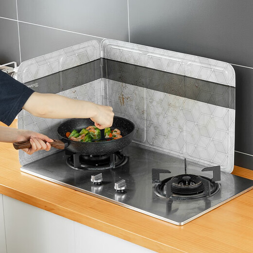 Home Story (KATEI STORY) Japanese kitchen oil baffle for cooking, anti-oil splash, heat insulation, gas stove integrated stove, high temperature resistance, aluminum foil heat insulation baffle, thickened version, double-sided