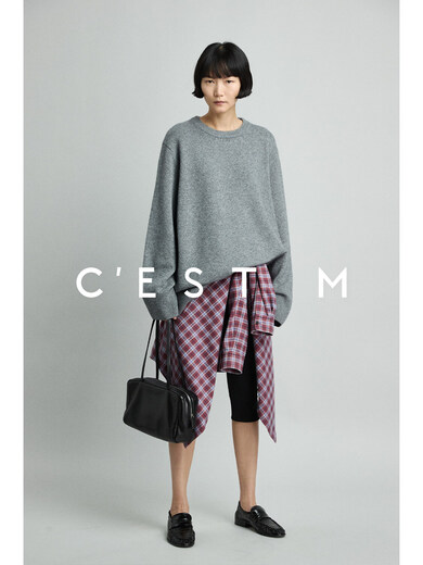 C EST M丨Customized cashmere wool ROW relaxed and lazy large-profile homeless sweater ROW classic gray XS in stock