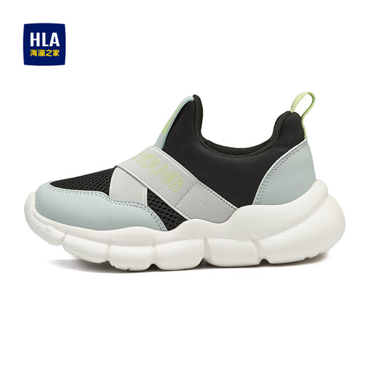 Hailan House HLA Children's Shoes 2026 New Children's Sports Shoes Boys' Mesh Breathable One-Pedal Running Girls Gray Black 28 Inner Length 17.5cm