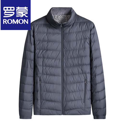 ROMON Fatty Thin Down Jacket Мужская теплая куртка больших размеров Свободная осень и зима Тонкий пуховик большого размера с воротником-стойкой Модный черный L