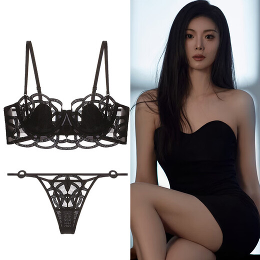 Victoria Palace Sexy Lace Underwear for Women with Large Breasts Gathered to Make the Breasts Smaller Summer Thin French Pure Desire Underwear Women's Bra Set White Set B Bra + Briefs S (Recommended 65C/70AB)