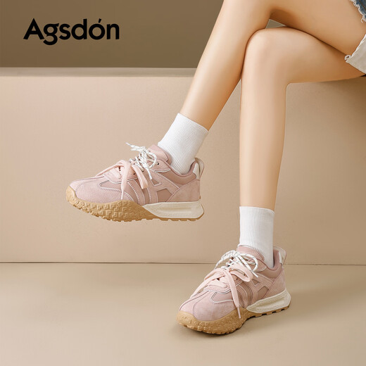 Agsdon moral training shoes for women winter new two-color soft sole comfortable sports casual shoes B161180 pink 39