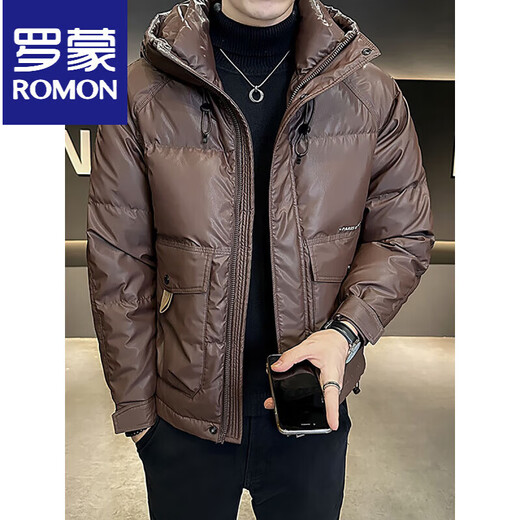 ROMON белый утиный пух, теплый и легкий пуховик, мужское зимнее пальто, короткая утепленная куртка, мужская новинка 2025 года, темно-бордовый M