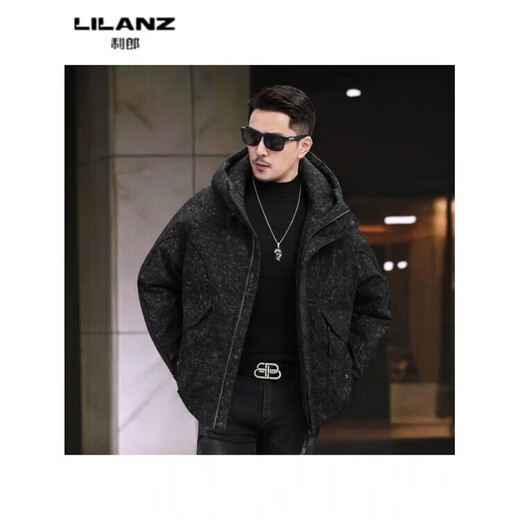 利郎（LILANZ）连帽迷彩羽绒服男士冬季新款保暖男装短款高档感鸭绒夹克外套 米色- 14XL (170)