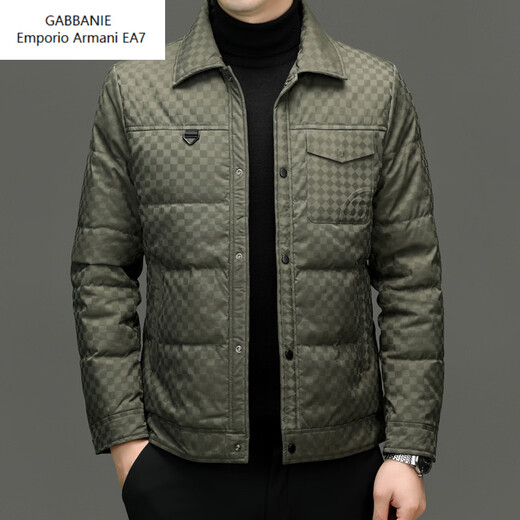 Emporio Armani EA7 Armani 2026 high quality men's winter lapel down jacket thickened warm workwear outdoor sports plaid 90 white duck black XL 180