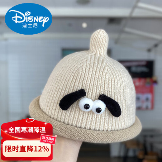 Disney baby hat Korean style super cute pacifier pullover hat for children autumn and winter warm and windproof baby knitted woolen hat winter trend beige 8-24 months (hat circumference 46-48cm) for reference only, one size fits all