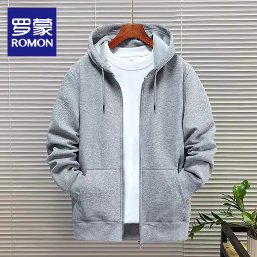 Luo Meng 2026 heavyweight cardigan sweatshirt for men and women hooded plus velvet thickening American loose large size autumn and winter couple zipper jacket spring and autumn solid color-dark blue XL 130-145Jin Jin equals 0.5 kg